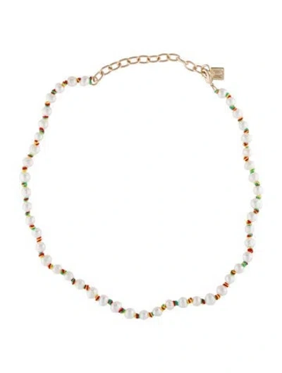 Pre-owned Dannijo Pearl Normandy Collar Necklace, 18" In Multi