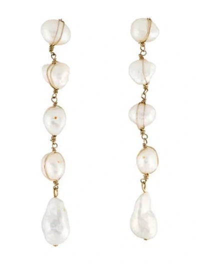 Pre-owned Dannijo Pearl Pari Drop Earrings In Multi