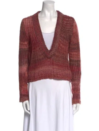 Pre-owned Dannijo Printed V-neck Sweater In Red