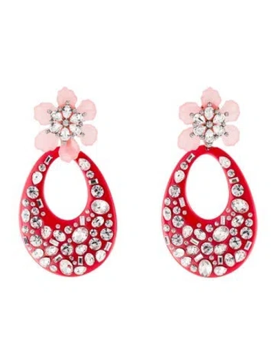 Pre-owned Dannijo Resin & Crystal Hoop Drop Earrings