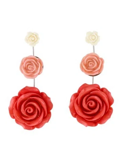 Pre-owned Dannijo Resin Triple Flower Drop Earrings In Multi