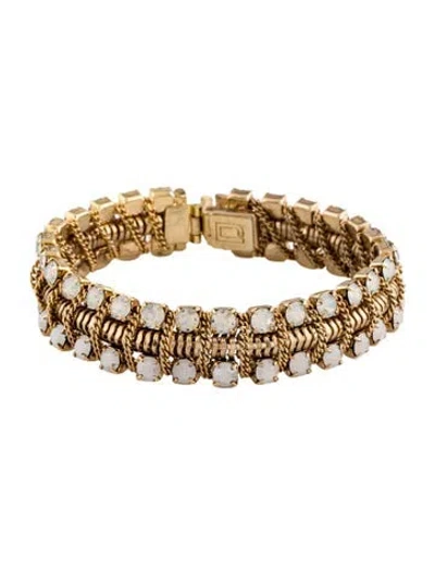 Pre-owned Dannijo Rhinestone Link Bracelet, 6.25" In Multi