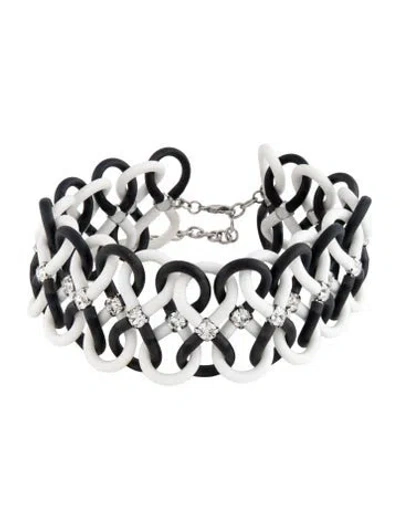 Pre-owned Dannijo Sassafras Choker Necklace, 16" In Black/white