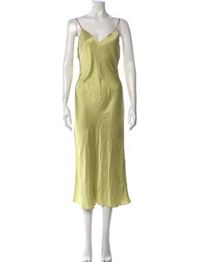 Pre-owned Dannijo Satin Long Dress In Green