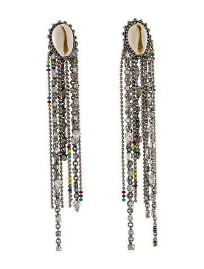 Pre-owned Dannijo Shell, Enamel, And Crystal Tassel Earrings In Multi