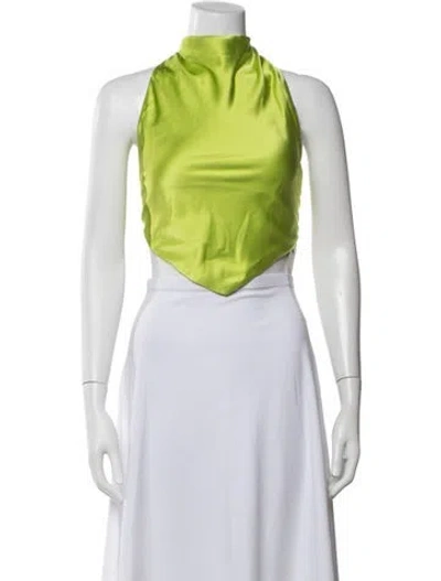 Pre-owned Dannijo Silk Cowl Neck Top In Green