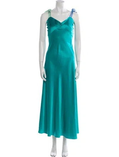 Pre-owned Dannijo Silk Long Dress In Blue