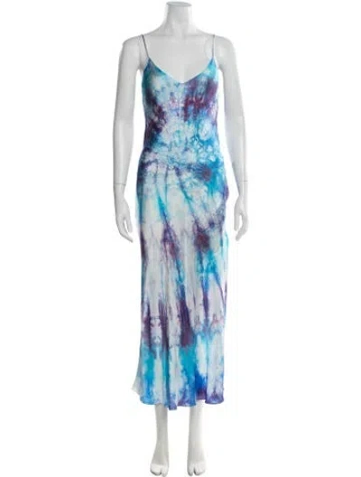 Pre-owned Dannijo Silk Long Dress In Blue