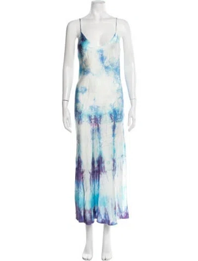 Pre-owned Dannijo Silk Long Dress In Blue