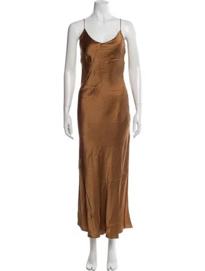 Pre-owned Dannijo Silk Long Dress In Brown
