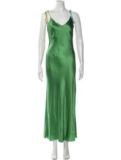 Pre-owned Dannijo Silk Long Dress In Green