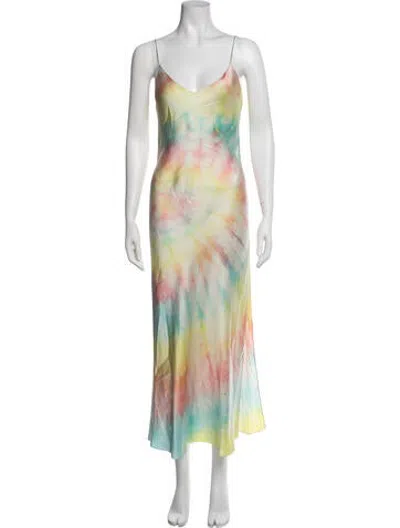 Pre-owned Dannijo Silk Long Dress In Green/yellow