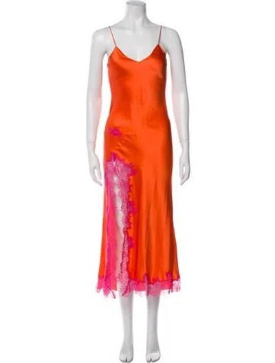 Pre-owned Dannijo Silk Long Dress In Orange