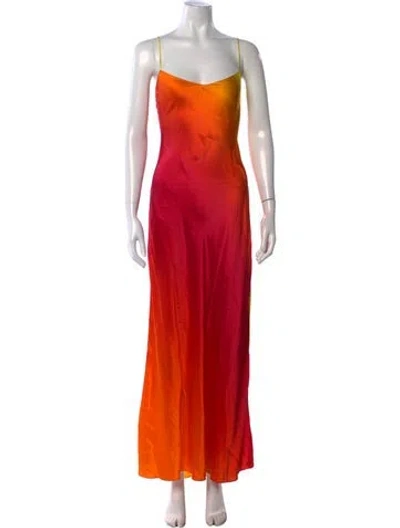 Pre-owned Dannijo Silk Long Dress In Orange/red