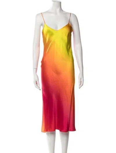 Pre-owned Dannijo Silk Long Dress In Orange/red