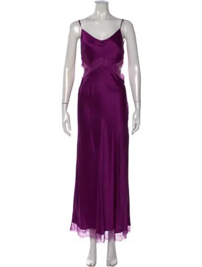 Pre-owned Dannijo Silk Long Dress In Purple