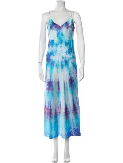 Pre-owned Dannijo Silk Long Dress W/ Tags In Blue
