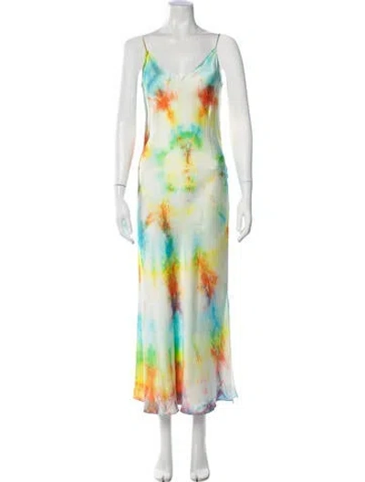 Pre-owned Dannijo Silk Long Dress W/ Tags In Blue