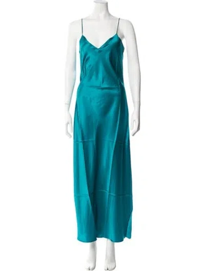 Pre-owned Dannijo Silk Long Dress W/ Tags In Blue