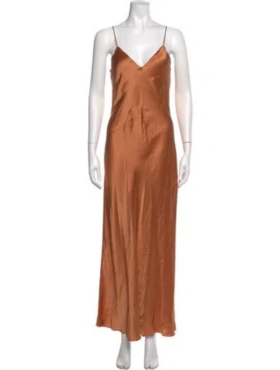 Pre-owned Dannijo Silk Long Dress W/ Tags In Brown