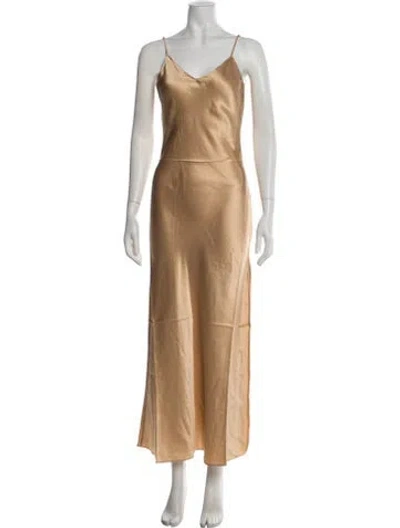 Pre-owned Dannijo Silk Long Dress W/ Tags In Brown/neutrals