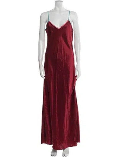 Pre-owned Dannijo Silk Long Dress W/ Tags In Burgundy