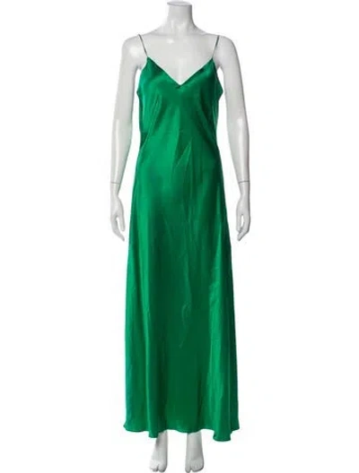 Pre-owned Dannijo Silk Long Dress W/ Tags In Green
