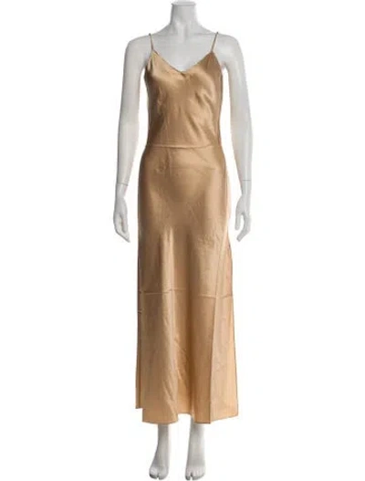 Pre-owned Dannijo Silk Long Dress W/ Tags In Neutrals