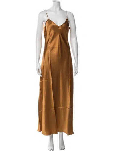 Pre-owned Dannijo Silk Long Dress W/ Tags In Orange