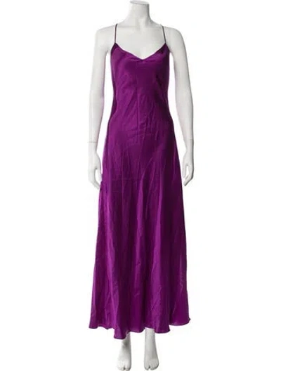 Pre-owned Dannijo Silk Long Dress W/ Tags In Purple