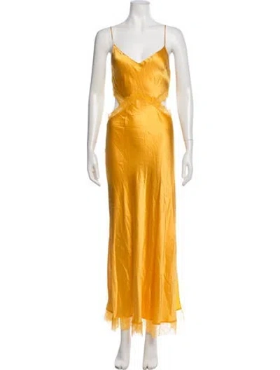 Pre-owned Dannijo Silk Long Dress W/ Tags In Yellow