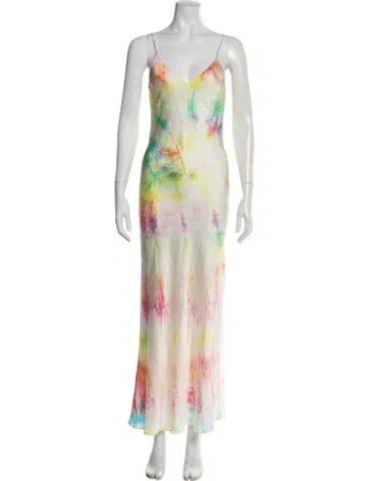 Pre-owned Dannijo Silk Long Dress In White