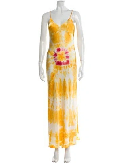 Pre-owned Dannijo Silk Long Dress In Yellow