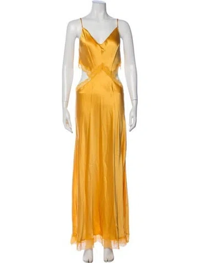 Pre-owned Dannijo Silk Long Dress In Yellow