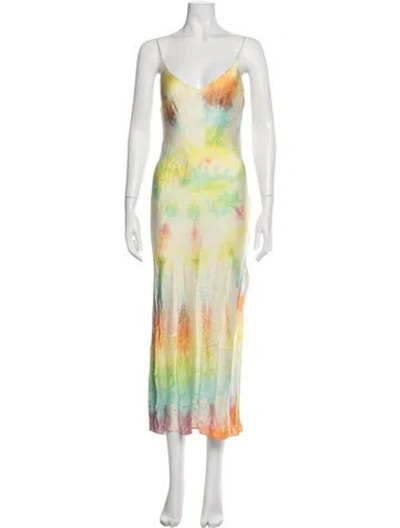 Pre-owned Dannijo Silk Long Dress In Yellow