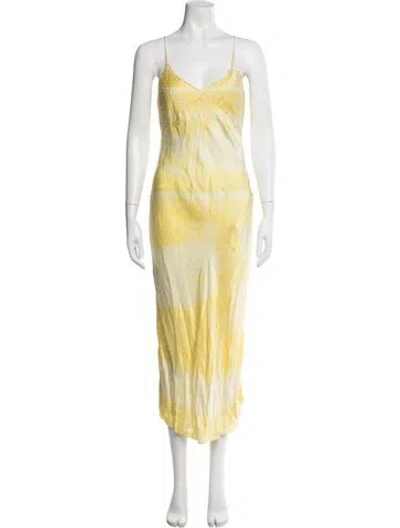 Pre-owned Dannijo Silk Long Dress In Yellow