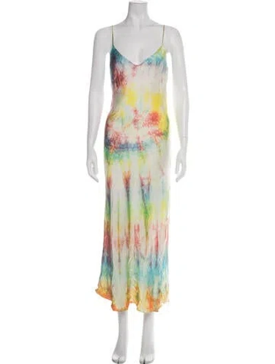 Pre-owned Dannijo Silk Long Dress In Yellow