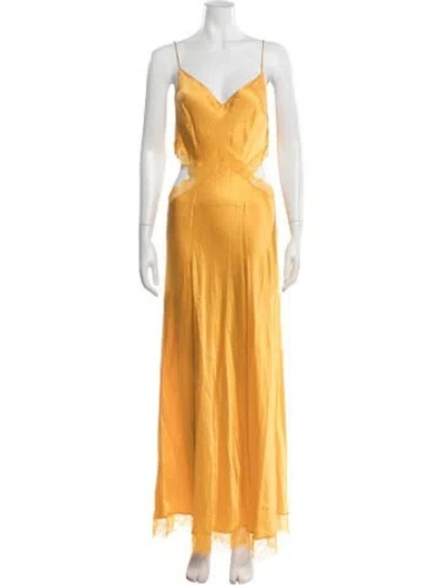 Pre-owned Dannijo Silk Long Dress In Yellow