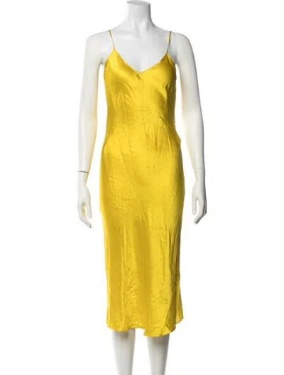 Pre-owned Dannijo Silk Midi Length Dress In Metallic/yellow