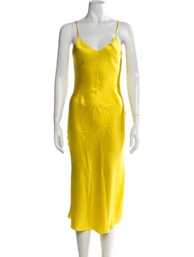 Pre-owned Dannijo Silk Midi Length Dress In Metallic/yellow