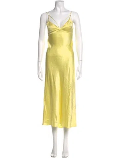 Pre-owned Dannijo Silk Midi Length Dress In Yellow