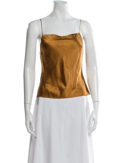 Pre-owned Dannijo Silk Square Neckline Crop Top In Brown