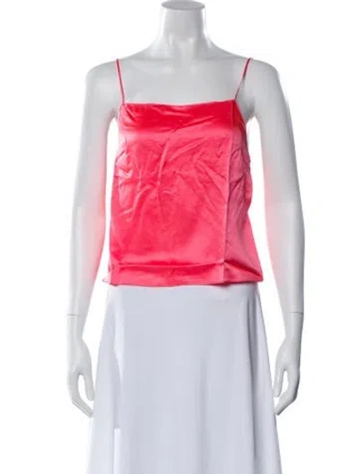 Pre-owned Dannijo Silk Square Neckline Crop Top In Pink