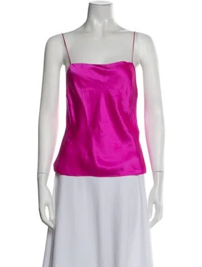 Pre-owned Dannijo Silk Square Neckline Top In Pink