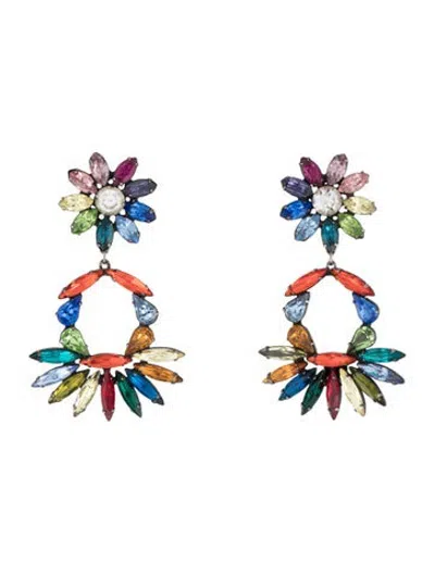 Pre-owned Dannijo Statement Drop Earrings In Blue/burgundy/green