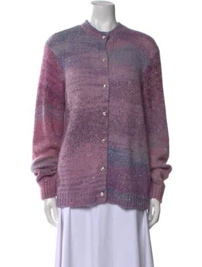 Pre-owned Dannijo Striped Crew Neck Sweater In Purple