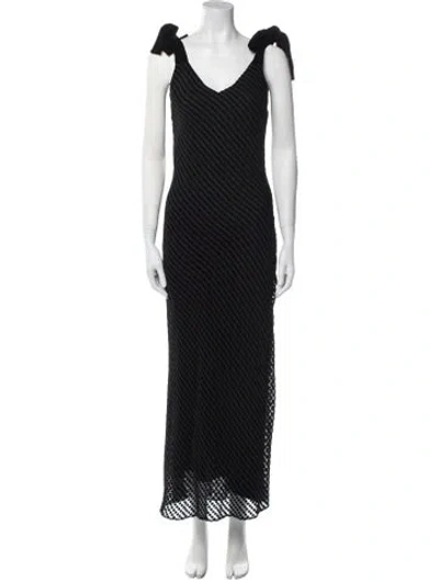 Pre-owned Dannijo Striped Long Dress In Black
