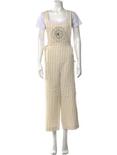 Pre-owned Dannijo Striped Square Neckline Jumpsuit W/ Tags In Neutral