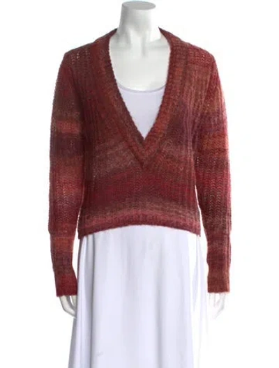 Pre-owned Dannijo Striped V-neck Sweater In Pink