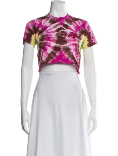 Pre-owned Dannijo Tie-dye Print Crew Neck Crop Top In Pink